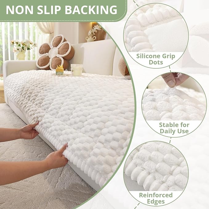 OstepDecor Couch Cover for Dogs, Washable Non Slip Sofa Cover for Pets | Soft Couch Covers for Sofa, Loveseat and Sectional, Furniture Protector Against Pet Hair & Dirt (35.4" x 82.7", White) - Image 5