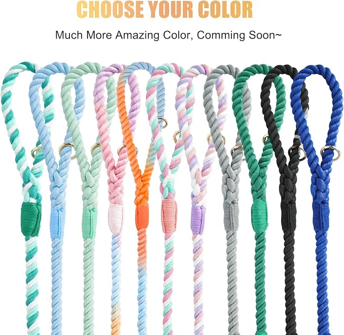 5 FT Handmade Rope Dog Leash for Small Medium and Large Dogs | Soft and Comfortable Grip, New Golden Heavy Duty Metal Clasp, Grey - Image 6