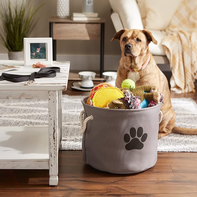 Bone Dry Pet Storage Collection Collapsible Bin, Medium Round, Gray - Image 3