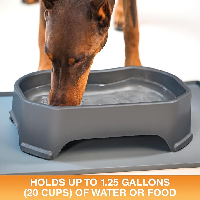 Neater Pet Brands Extra Large Water Bowl for Dogs, Outdoor Dog Water Bowl (1.25 Gallon XL Capacity), Big Trough Style Food Dish for Indoors or Outside, No Spill Large Dog Bowls, Gunmetal Grey - Image 2