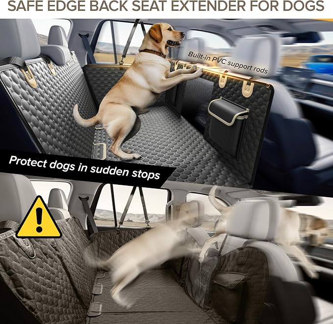 Back Seat Extender for Dogs,PVC Rods Support and Hard Bottom Car Seat Cover | Heavy Duty Dog Car Seat Cover for Back Seat, Dog Hammock for Car, Waterproof Pet Bed For Car, SUV, Truck - Image 3