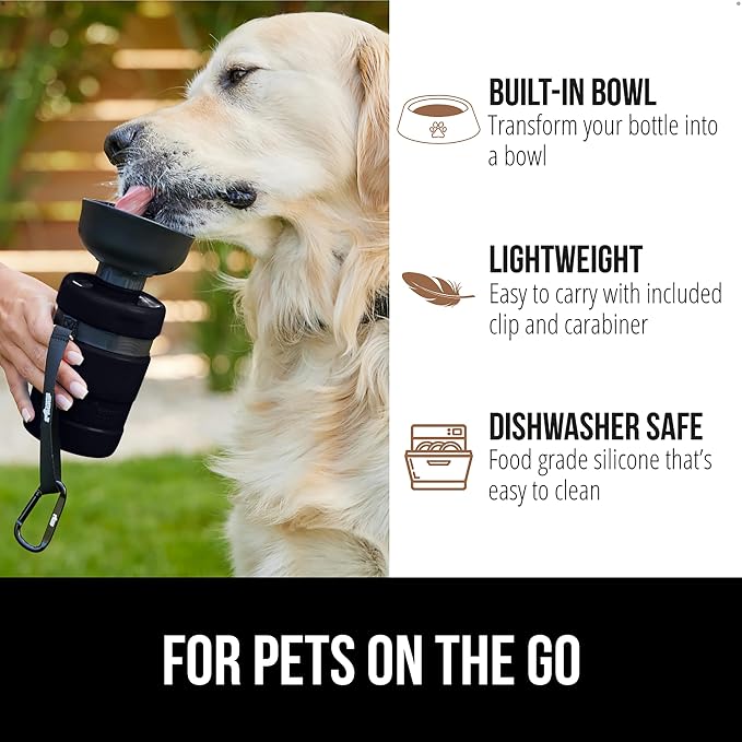 GORILLA GRIP Dog Water Bottle, Portable Water Bowl Dispenser for Dogs, 16 oz Leak Proof Pet Travel Squeeze Bottles Food Grade Silicone, Stocking Gifts for Pets to Go Puppy Essentials, Black - Image 5