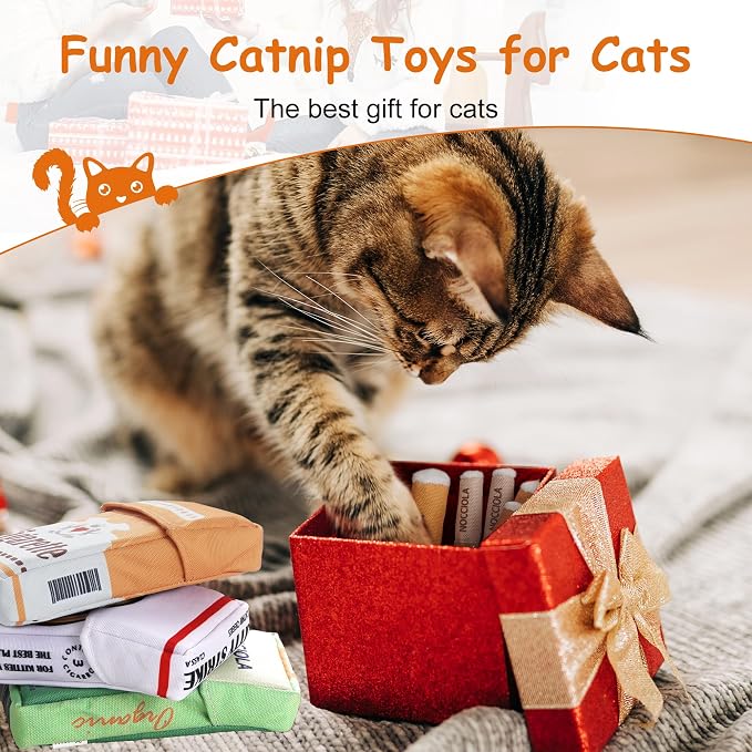 Nocciola Cat Toys, 3 Pack Funny Catnip Toys Filled with 100% Pure Organic Catnip, Safe Kitten Teething Chew and Kicker Toys, Stress Relieving Fun for Indoor Cats, Yellow - Image 7