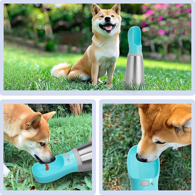 Portable Dog Water Bottle, 24 OZ Stainless Steel Pet Water Dispenser | Leak Proof Pet Water Dispenser with Drinking Feeder, Durable, Use for Dog Travel, Walking, Hiking, and Outdoor Activities - Image 7