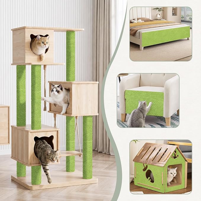 Cat Scratch Couch Furniture Protector from Cat Claws, Green, 39.3x15.8In | Heavy-Duty Cat Scratching Mat Pad for Sofa Corners, Walls, Doors-with 10 Pins - Image 2