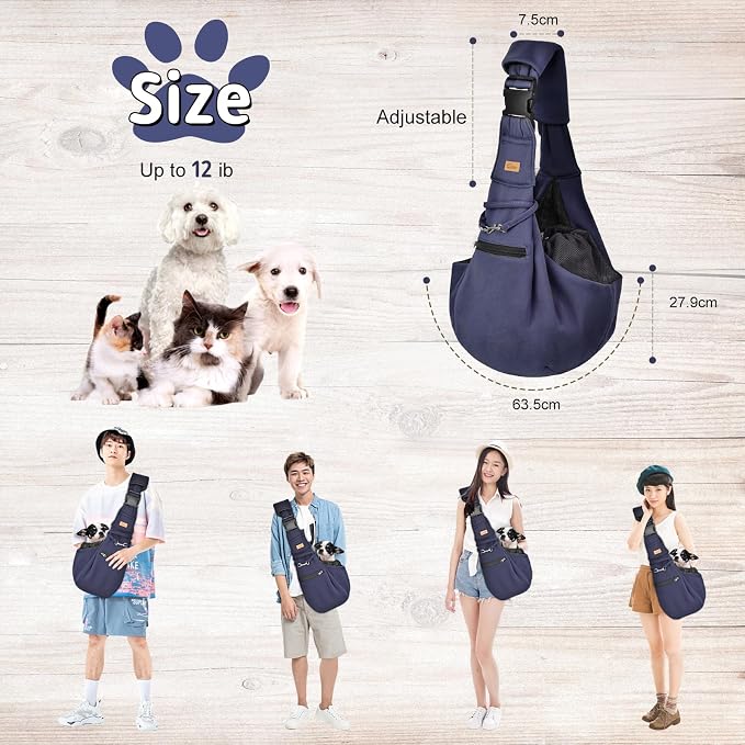CUBY Dog and Cat Sling Carrier - Hands Free Reversible Pet Papoose Bag - Soft Pouch and Tote Design - Suitable for Puppy, Small Dogs Cats Outdoor - Image 6