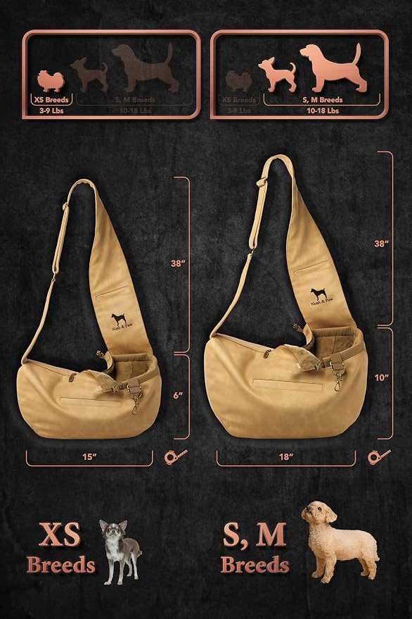 Noah & Paw Dog Sling Carrier for Small Dogs 5-18lb, Cat Carrier, Pet Sling with Adjustable Padded Strap, Vegan Leather Lined with Fur, 3X Safety Feature, Machine Washable - Image 4