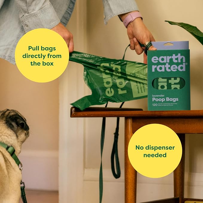 Earth Rated Dog Poop Bags with Handles, Extra Wide, Easy Tie and Guaranteed Leakproof, Lavender Scented, 120 Handle Bags (Pack of 3) - Image 4