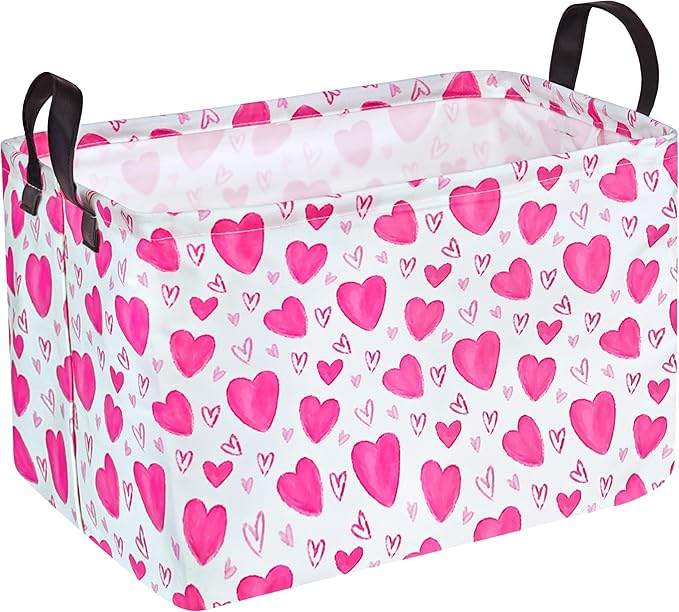 Rectangle Gift Storage Basket Home Shelf Storage Basket Organizer Box Clothes Laundry Hamper Nursery Basket Laundry Basket with Handles (Heart) by Unknown