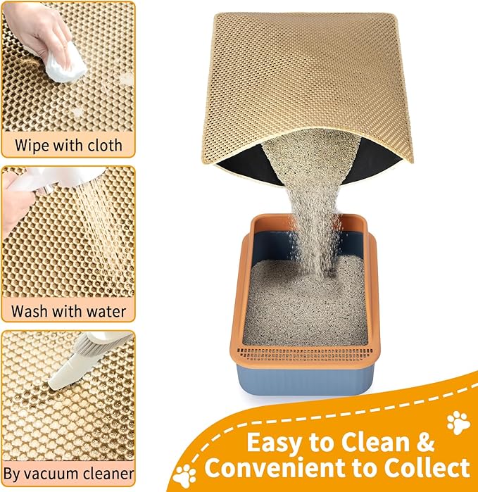 Large Cat Litter Box Mat,35''X 25'' Litter Trapping Mat for indoor Cat, Litter box Mat for Floor, 2 Layer Litterbox Catcher Rug for Kitty Pet,Waterproof Urine Proof, Clean Easily, Non-Slip - Image 3