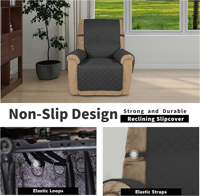 Easy-Going Reversible Couch Cover, Recliner 22 in, Darkgray/Beige | Machine Washable Slipcover For Dogs, Water Resistant Furniture Mat For Living Room, Non-Slip Sofa Cover, Pet Friendly - Image 3
