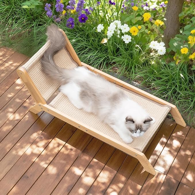 Avont Sisal Cat Scratcher Bed for Indoor Cats, Solid Wood Scratching Lounge | No-Mess Cat Chair Couch Horizontal Scratcher - Extra Large - Image 7