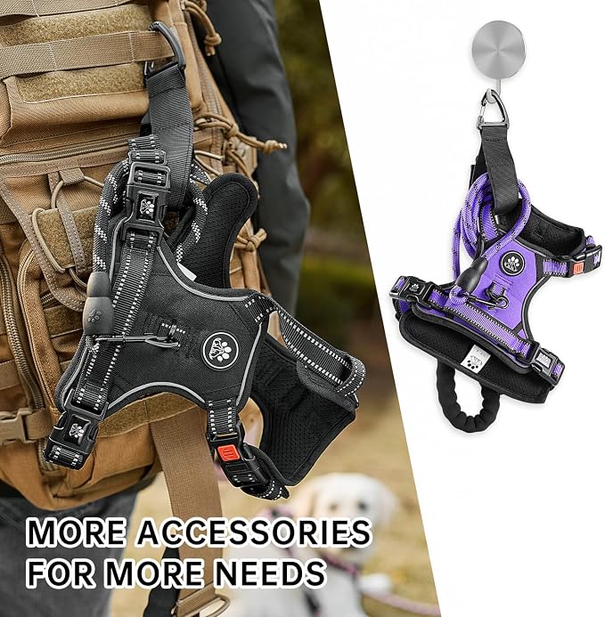 NESTROAD No Pull Dog Harness,Adjustable Oxford Dog Vest Harness with Leash,Reflective No-Choke Pet Harness with Easy Control Soft Handle for Large Dogs(Large,Purple) - Image 7