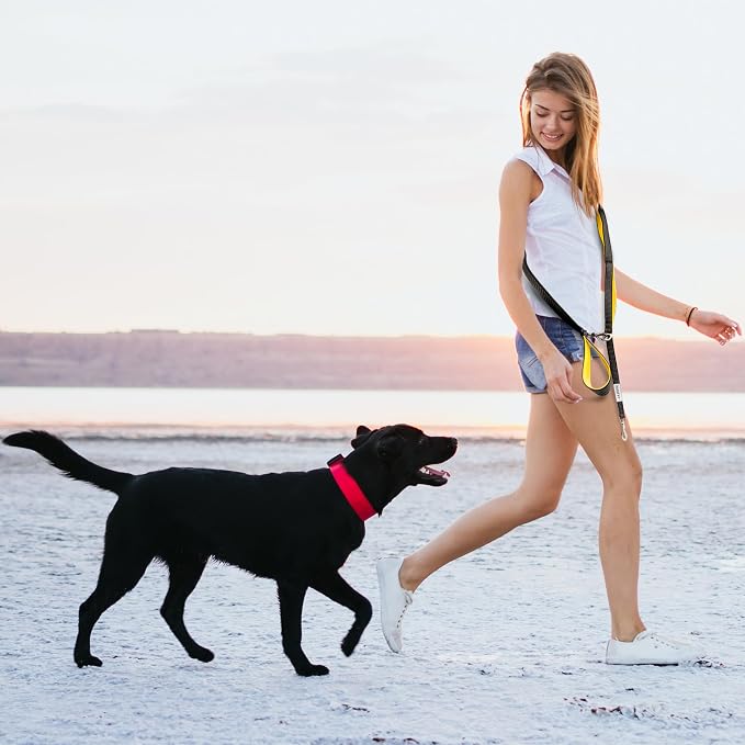 Heavy Duty Dog Leash for Large Dogs – 6FT Reflective Bungee with Padded Handles, Strong Carabiner Clip, No Pull Control for Medium & Large Breeds, Includes Poop Bag Holder & Treat Pouch (Hot Pink) - Image 7