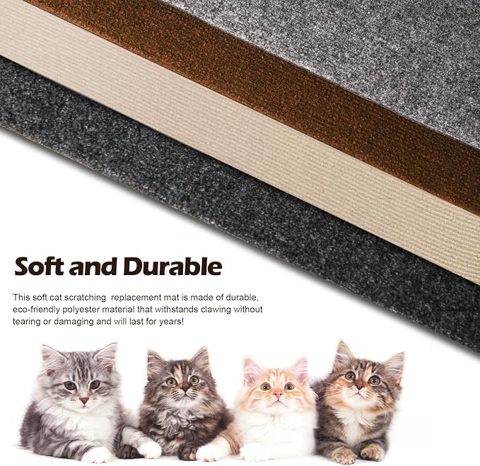Cat Scratch Furniture Protector, 78.7"x15.8" Cat Scratch Pad for Couch | Trimmable Self-Adhesive DIY Sofa Wall Cats Tower Mat, Replacement Pads from Pet Claws, Beige - Image 6