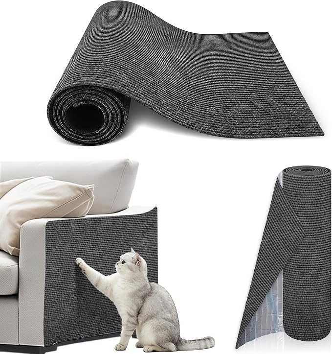 cat Scratch Furniture Protector (Dark Grey, 39.3x15.8Inch) | Self-Adhesive , Trimmable , Anti-Scratch for Couch & Carpet Corners,Protects Furniture from Indoor Cats by Unknown