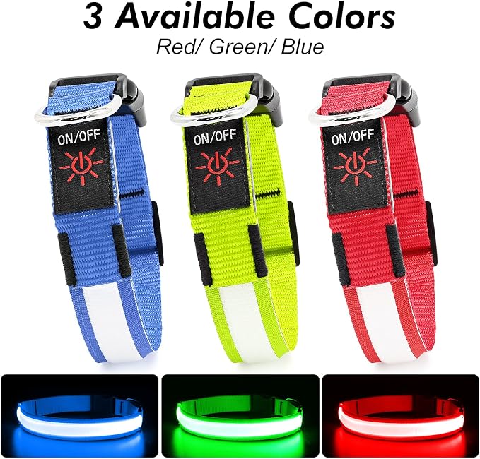 BSEEN Light Up Dog Collars - Reflective LED Dog Collar, Rechargeable Dog Glow Collar, Waterproof Glowing Dog Collar Lights for Night Walking (Royal Blue, Large) - Image 7