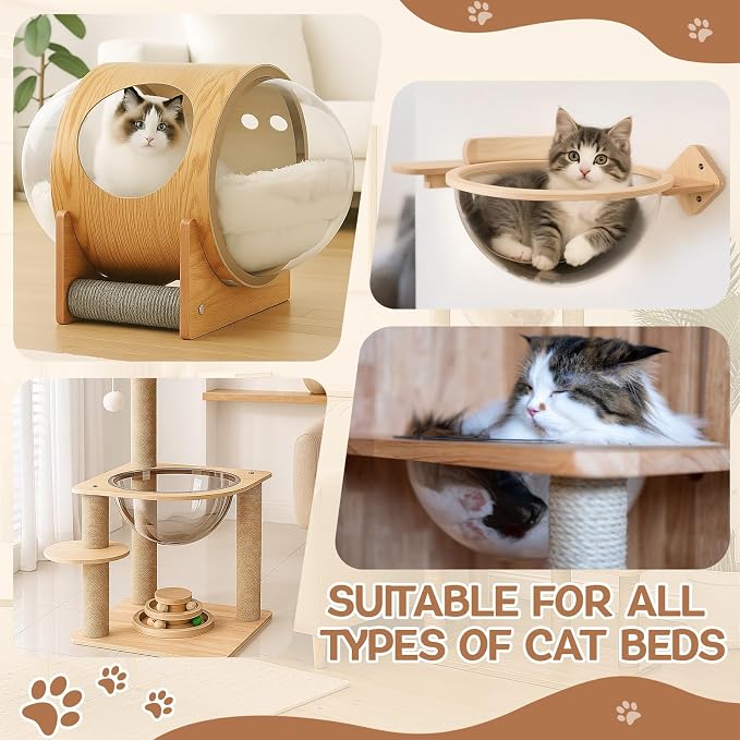 Yalikop 3 Pcs Acrylic Dome Cat Bubble, 12.6" Space Transparent Capsule Cover Clear Plastic Dome Bed Replacement for Cat Tree/Window Perch, DIY Nest Accessories for Hammock Tree Shelves Peek - Image 5