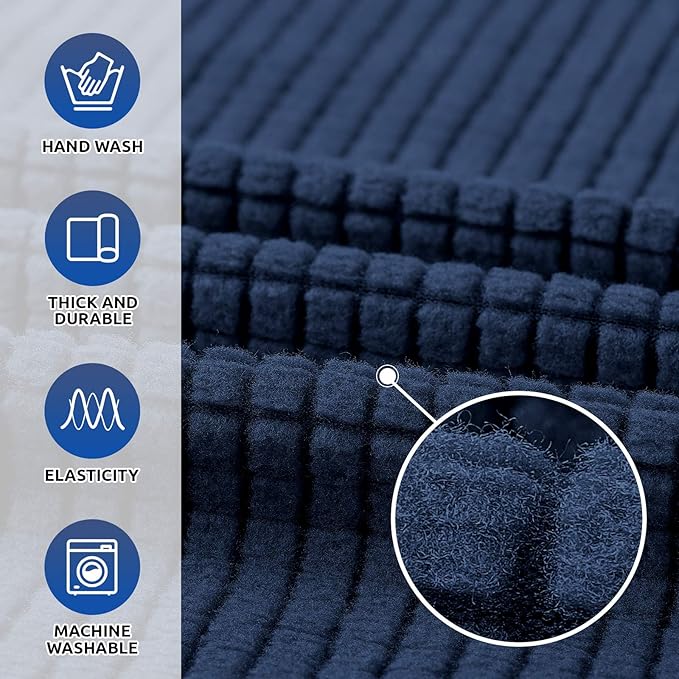 KEKUOU Stretch Oversized Couch Covers for Sofa Slipcover,Navy Blue | 1-Piece Washable Sofa Cover (94"-110") 4-Seater Furniture Protector, Soft Jacquard Non-Slip Elastic Bottom for Dogs & Kids - Image 3