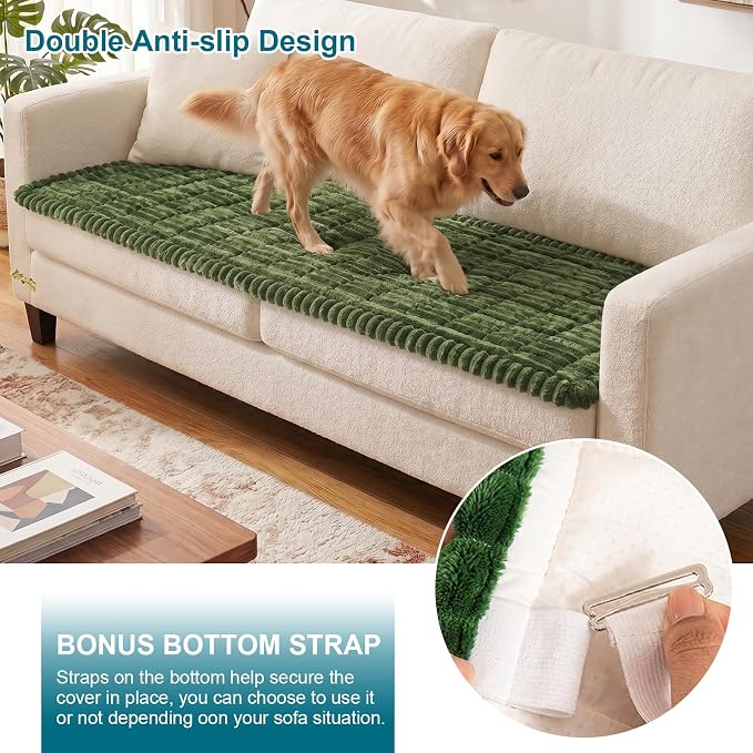 NILUOH Couch Cover for Dogs Washable, Non-Slip Sofa Protector 27.6"x82.7" | Dog Couch Cover, Soft Quilted Flannel, Scratch & Stain Resistant, Machine Washable, Suitable for Leather & Fabric Couch - Image 3