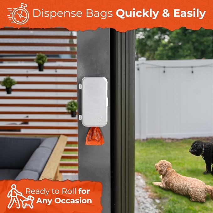 PEXTER Dog Poop Bag Dispenser - Outdoor or Indoor Pet Waste Bag Dispenser Station - Stick-On or Screw-On Wall Mount - Poop Bags Storage Outdoor Container - Includes 4 Doggie Bag Rolls (White) - Image 4