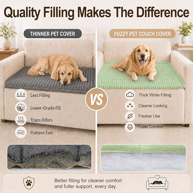decorUhome Couch Cover for Dogs, Non Slip Fuzzy Thick Pet Sofa Protector | Pet Friendly, Couch Covers for Sofa, Machine Washable, Fits Armrests, Single Seats & Backrest Cushions, Green, 27.6" x 27.6" - Image 6