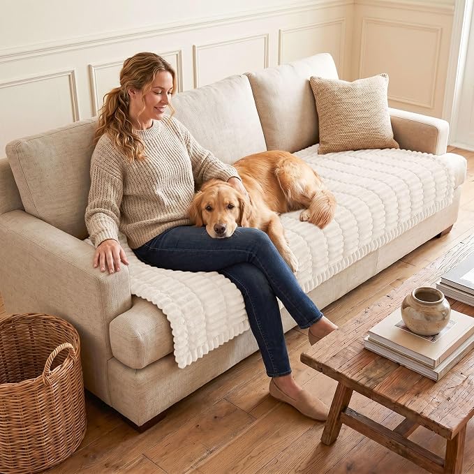 hyha Couch Cover for Dogs, Washable Non Slip Plush Flannel Sofa Protector | Thick Flannel, Anti-Slip Backing, Pet Hair & Scratch Protection, Fits Sofa & Loveseat (35.4" x 63") - Image 2