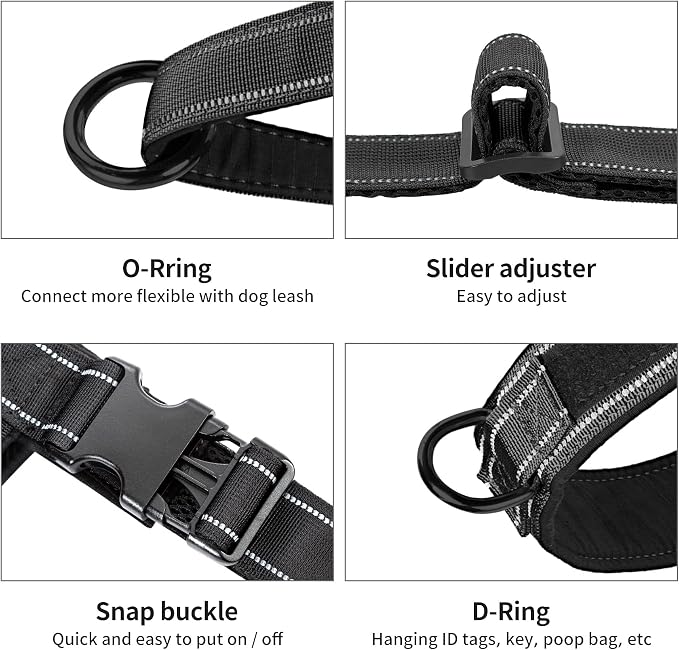 Annchwool No Pull Dog Harness with Soft Padded Handle,Reflective Strip Escape Proof and Quick Fit to Adjust Dog Harness,Easy for Training Walking for Small & Medium and Large Dogs(Black,M) - Image 3