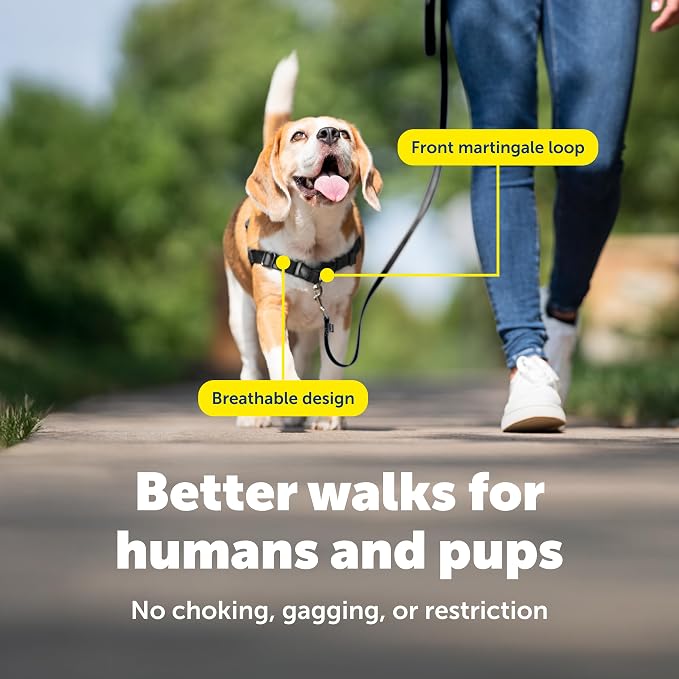PetSafe Easy Walk Harness, No Pull Dog Harness, Black, Small/Medium | Patented Martingale Loop Gives Gradual Shoulder Pressure to Stop Pulling, Front-Chest Leash Clip Prevents Gagging - Image 4