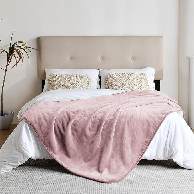 Soft Waterproof Blanket for Bed Couch Sofa, Dusty Pink, 60x80 inches | Liquid Pee Proof Pet Blanket for Dog Puppy Cat, Reversible Sherpa Fleece Blanket for Couch Cover, Furniture Protector - Image 3