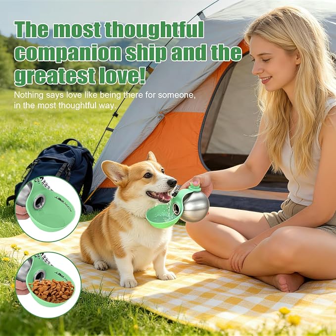 Portable Dog Water Bottle 10oz Stainless Steel Travel Dog Water Dispenser with Bowl No-Spill Puppy Water Bottle for Walking Hiking Small Dog Water Bottle (Mint Green) - Image 5