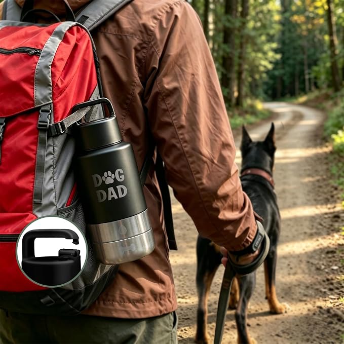 Dog Water Bottle 32oz, Insulated Stainless Steel Travel Water Dispenser with 2 Detachable Dog Bowls for Food and Water, Leak Proof Portable Pet Drinking Cup for Walking Hiking Camping - Image 4
