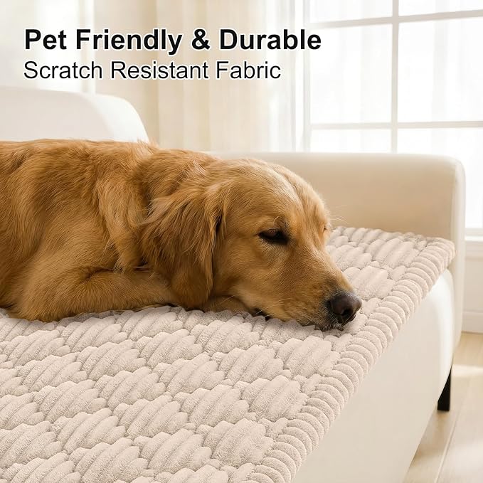 Smiry Couch Cover for Dogs Washable, Non Slip Fuzzy Pet Sofa Protector | Soft Thick Furniture Cover for Sofa, Loveseat and Sectional, Scratch & Pet Hair Resistant (Apricot, 27.6" x 95") - Image 3