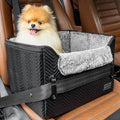 PETSFIT Small Dog Car Seat, Waterproof PU Leather Dog Carseat with Patent Safe Buckles, Clip-On Leash, Car Seat for Dogs, Cats Up to 25 lbs (Glossy Black) by Petsfit