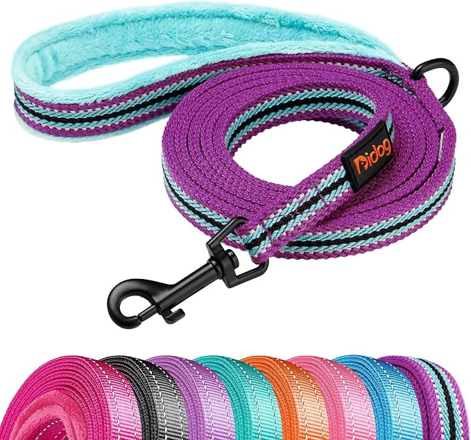 Didog 6FT Reflective Dog Leash for Small Medium Dogs,5/8" Width, Mixed-Blue | Soft Padded Handle, Plush Comfort Grip, Tangle-Free, 360° Swivel Clasp for Daily Walking and Training, Night Safety by Didog