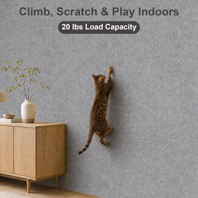 Cat Scratcher, 39.7x15.7” Cat Scratch Furniture Protector | Trimmable, No-Shedding Cat Scratch Pad with Self-Adhesive Backing for Climbing, Protects Walls, Carpet and Couch, Gray - Image 6