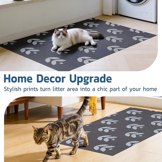 Cat Litter Mat, 40"x25" Jumbo Foam Litter Box Mat | Extra Large Coverage, Soft on Paws, Trimmable Design, BPA-Free Foam, Leak-Proof, Machine Washable, Chocolate Leaf - Image 8