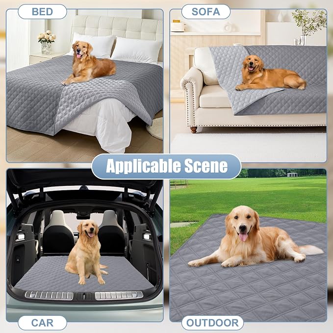 Smiry Waterproof Reversible Pet Couch Covers for Dogs | Pet Friendly, Soft Fabric, Washable Sofa Furniture Protector for Dogs Cat Kids, Checkered (30"x80", Grey/Light Grey) - Image 7