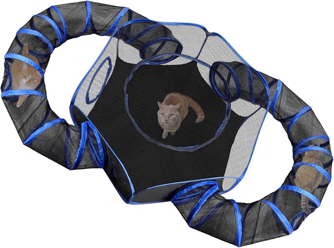 Outdoor Cat Enclosures Playground with 2 Circle Playpen Tunnels Catio, Outside House Include Portable Tent for Cats, Kitty and Small Animals - Indoor Outdoor Fence with Top Cover by BETYMAN