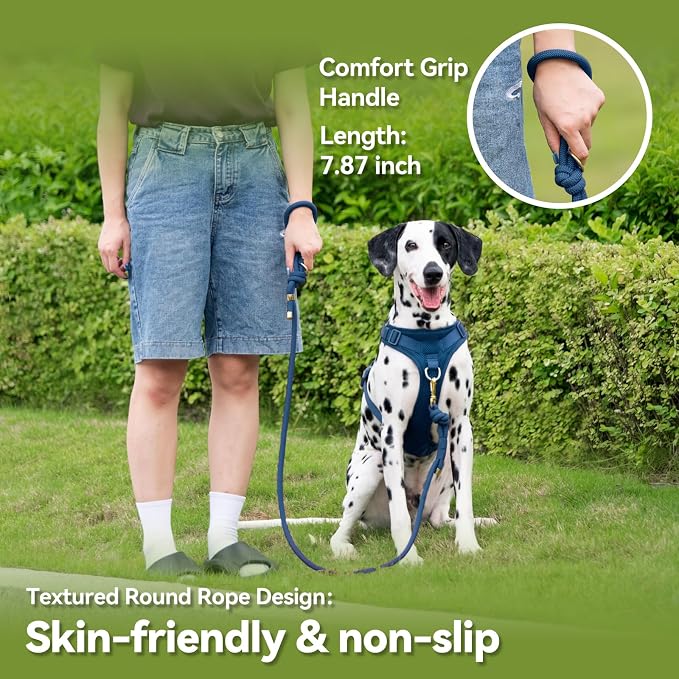 5FT Dog Leash Puppy Cat Rope Lead for Small Medium Large Dogs | Prussian Blue,with Anti-tangle Swivel Clip,Non-slip Grip Handle,Ideal for Daily Walks and Training - Image 4