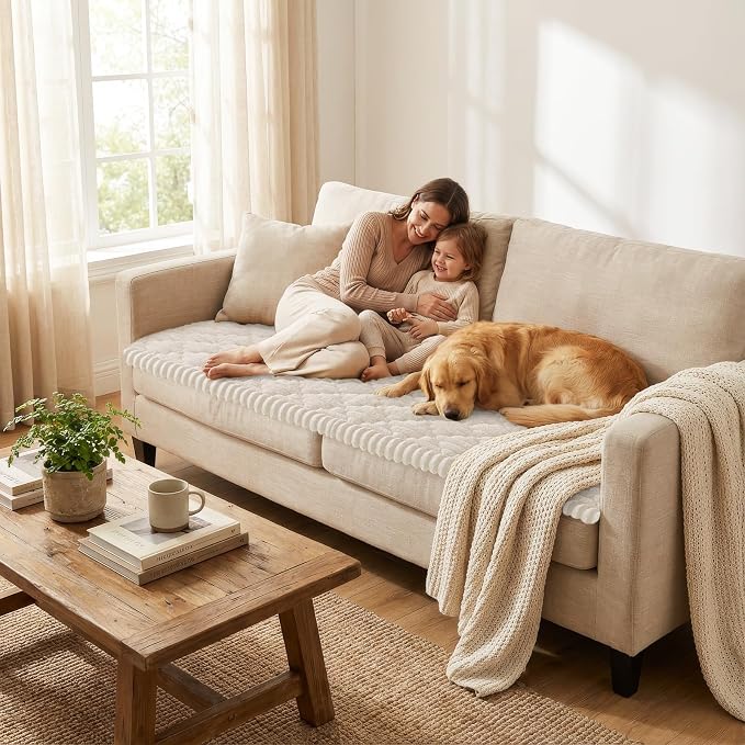 Smiry Couch Cover for Dogs Washable, Non Slip Fuzzy Pet Sofa Protector | Soft Thick Furniture Cover for Sofa, Loveseat and Sectional, Scratch & Pet Hair Resistant (White, 27.6" x 59") - Image 2