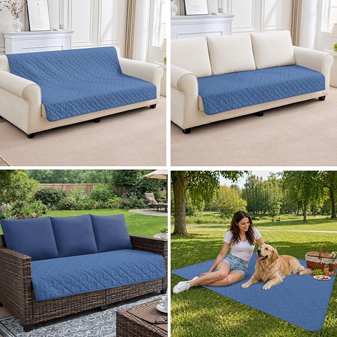 PAWFINITY Waterproof Arm Chair Covers for Dogs, Pet Blanket for Couch | Paw Print Quilted, Hair Resistant, Anti Cat Scratch, Washable Furniture Protector for Single Sofa Cushion, 30x30 Inch, Blue - Image 12