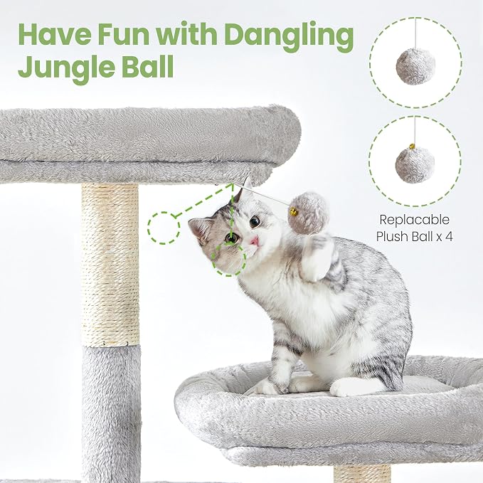 Cat Tree Tower for Indoor Cats Large Adult - 65 inch Extra Tall Cat Condo Trees with Scratching Post Hammock Perch - XL Sturdy Big Heavy Duty Multi Level Cat House Towers - Kitty Climbing Furniture - Image 4