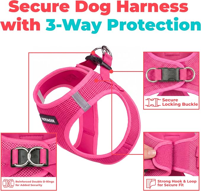 Voyager Step-in Air Dog Vest Harness - Fuchsia, XXX-Small | 11 - 12" in Chest, Reflective Bands, All Weather Breathable Air Mesh, Cats Compatible, Lightweight, Fast Drying - Image 2