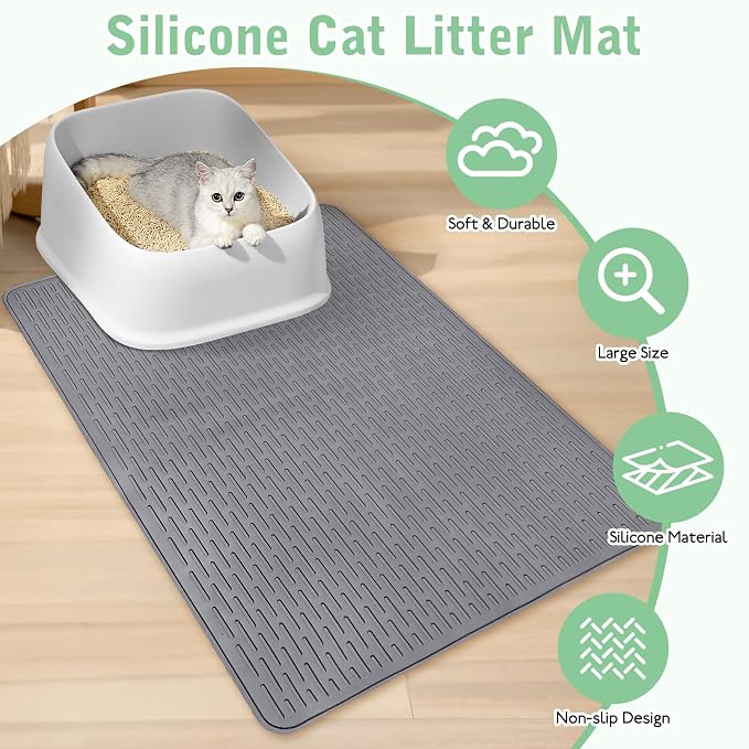 Cat Litter Mat 36" x 20" Waterproof Rubber Litter Box Mat Non-Slip & Soft Litter Trapping Mat Easy to Clean Kitty Litter Mat for Indoor Floor (Large) - Image 5