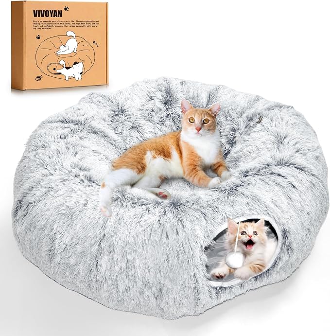 VIVOYAN Multifunctional Cat Tunnel Toy - XL Interactive Cat Play Tunnel with Climbing Holes and Thick Resting Mat, Ideal for Mult Homes and Extended Playtime by VIVOYAN