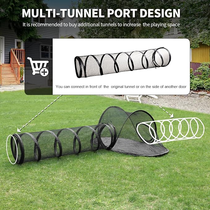 Cat Tent Outdoor, Pet Enclosure Tent Suitable for Cats and Small Animals, Indoor Playpen Portable Exercise Tent with Carry Bag(Pet Tent& Tunnel) S | Pop Up Catio, Waterproof PE Base, Anti-Bug Mesh, Firm Steel Rods, Kitten Small Animal Travel Yard Gear,... - Image 4