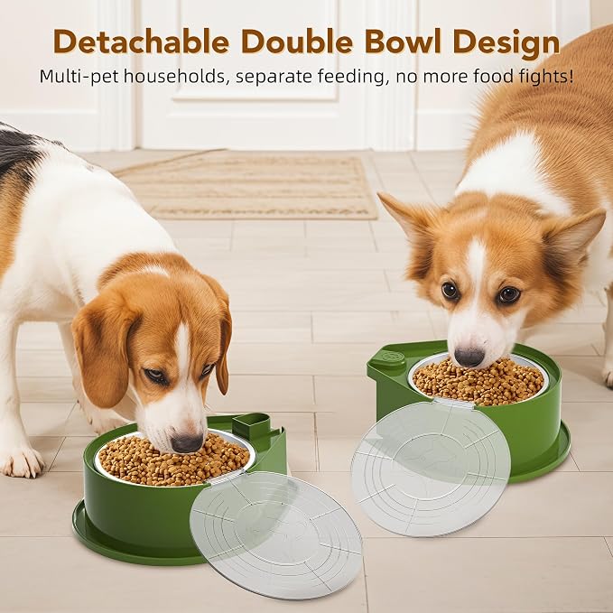 Newget 304 Stainless Steel Dog Bowl Set with Lids, 24oz Foldable Pet Dishes | Dual Food & Water Pet Bowl, Anti-Skid, Keeps Food Fresh, Easy to Install, for Small - Large Dogs/Cats - Indoor & Outdoor Use - Image 9