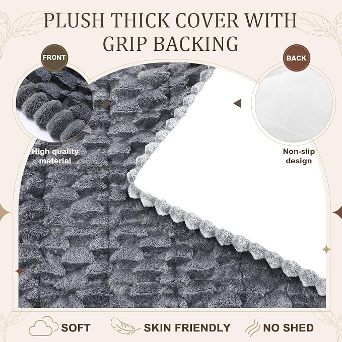 Frienda Pet Couch Cover for Sofa, 27.6 x 59 Inch Non-Slip Plush Sofa Slipcover, Washable Pet-Friendly Dog Couch Cushion Protector, Thick Furniture Cover for Indoor Use, Dark Grey - Image 4