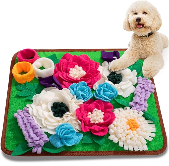 Snuffle Mat for Dogs Pet Treats Feeding Mat for Small/Medium Breed Dogs Non-Slip/Portable/Durable Interactive Dog Puzzle Toys Encourages Natural Foraging Skills (Green) by Meilzer